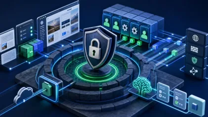 Kilit ve kalkan metaforuyla temsil edilen WordPress güvenlik katmanları