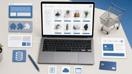 WordPress tabanlı WooCommerce mağazasını temsil eden logosuz e-ticaret görseli